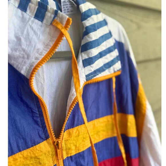 Vintage 80s Unisex Colorblock Windbreaker Jacket 🌈 Misty Valley Sport M - Picture 2 of 9
